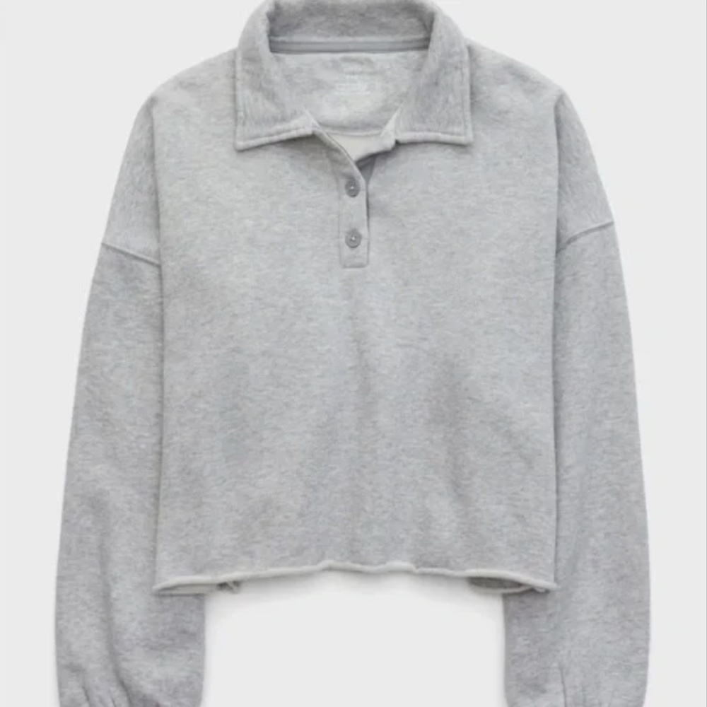 Aerie Cropped Collared Sunday Sweatshirt - Picture 6 of 6